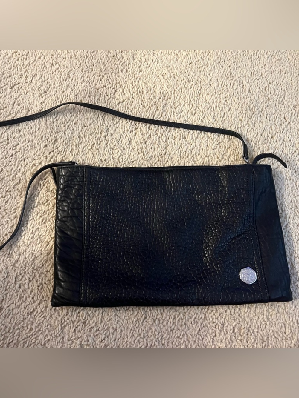 Vince Camuto Bailey Black Pebble Genuine Leather Clutch – Large 14” x 8.5”